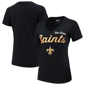 Women's G-III 4Her by Carl Banks Black New Orleans Saints Post Season V-Neck T-Shirt