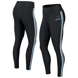 Women's WEAR by Erin Andrews Black Carolina Panthers Color Block Leggings Official Merchandise